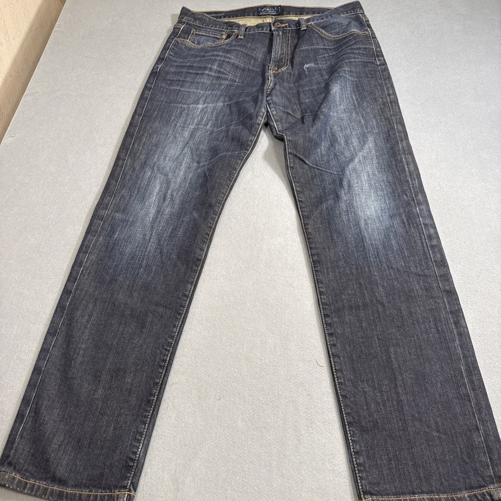 JEANS STRAIGHT Lucky Brand MENS 34X32 221 Original Blue Denim 5 Pocket Logo